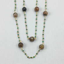 Handmade Gemstone Necklace of Malachite with Agate
