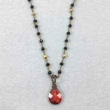 Bohemian Necklace of Black Onyx with Faceted Swarovski Crystal