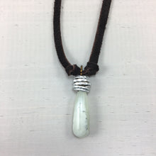 Leather Necklace with Faceted Amazonite Gemstones and Agate Pendant