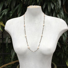 Handmade Gemstone Necklace of Rose Quartz, Labradorite and Freshwater Pearls