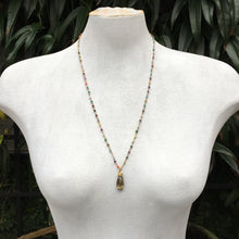 Handmade Tourmaline Gemstone Necklace with Smokey Quartz Drop Pendant