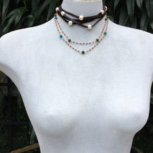 Freshwater Pearl and Leather Necklace layered