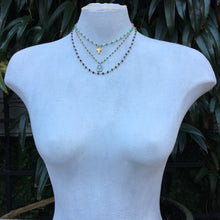Boho Style Necklace of Malachite with Peace Tag Pendant layered