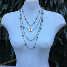 Boho Rosary Beaded Necklace with Labradorite, Pearls and Agate Gemstones layered