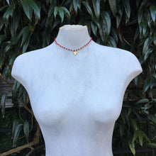 Dainty Cross on Ruby Chalcedony Gemstone Necklace