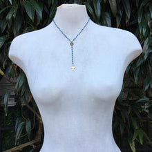 Dainty Cross on Handmade Turquoise Gemstone Lariat Necklace